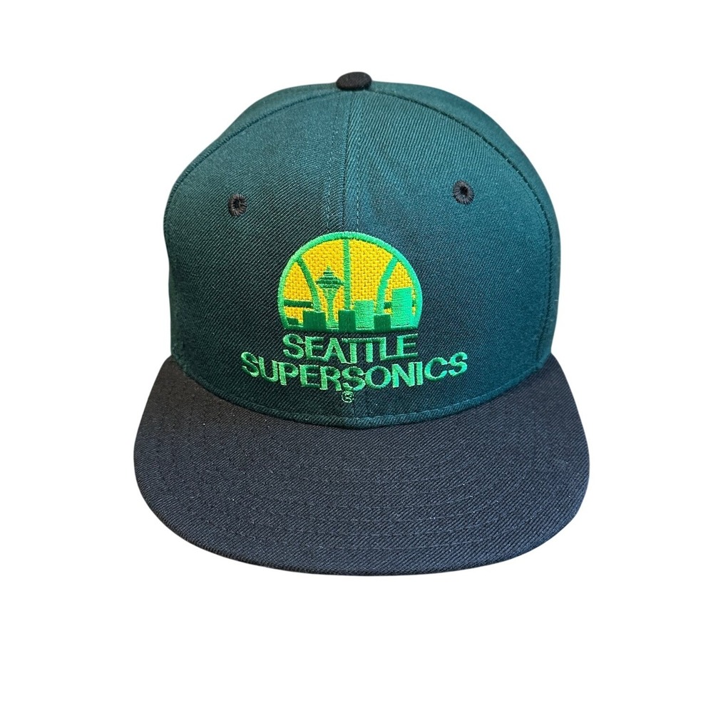 Seattle SuperSonics NBA Fitted Hat 7 1/2 Green Black 100% Wool Vintage